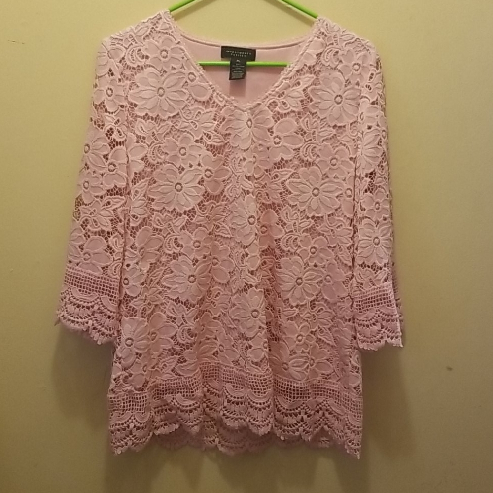 Investments Petites Pink Lace Tunic